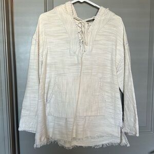 Cream beach cover up with hood